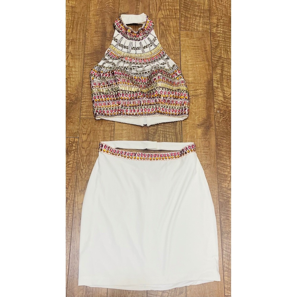 Dave & Johnny‎ Embellished Halter Top and Skirt Set Party Cocktail Size 7/8